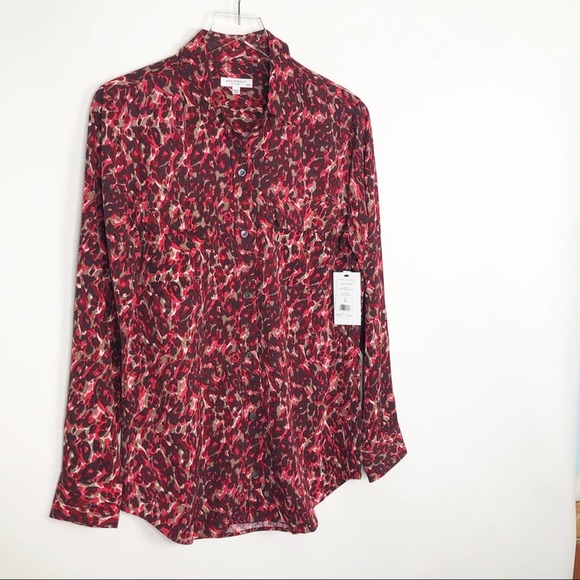 New Equipment Slim Signature Shirt Merlot Multi Print Medium - Picture 4 of 9